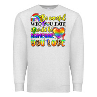 Oatmeal Heather be careful who you hate it could be someone you Premium Sweatshirt - LillyAllenDesigns