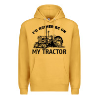 Mustard I D Rather Be On My Tractor Premium Hoodie - Bettercallsaul