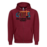 Burgundy god is still waiting your story Zipper Hoodie - MaliasSmallBusiness