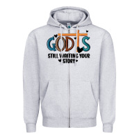 Heather Grey god is still waiting your story Zipper Hoodie - MaliasSmallBusiness