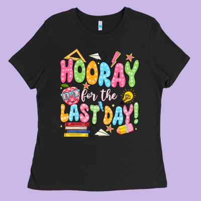 Hooray For The Last Day White Ladies Tee Designed By Jahusdesignshop