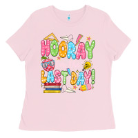 Bubblegum Pink hooray for the last day white Ladies Tee - JahusDesignShop