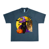Midnight Navy black witch cat coffin and moon Urban Heavy Tee - BundleAndBundleShop