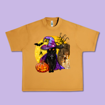 Black Witch Cat Coffin And Moon Urban Heavy Tee Designed By Bundleandbundleshop