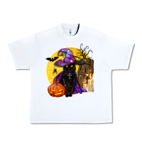White black witch cat coffin and moon Urban Heavy Tee - BundleAndBundleShop