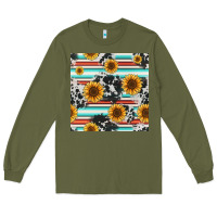 Army Green serape cowhide sunflowers seamless pattern 12inch Long Sleeve Tee - Jasminsmagicworld