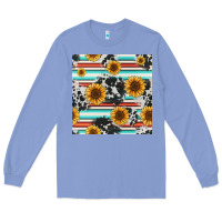 Colony Blue serape cowhide sunflowers seamless pattern 12inch Long Sleeve Tee - Jasminsmagicworld