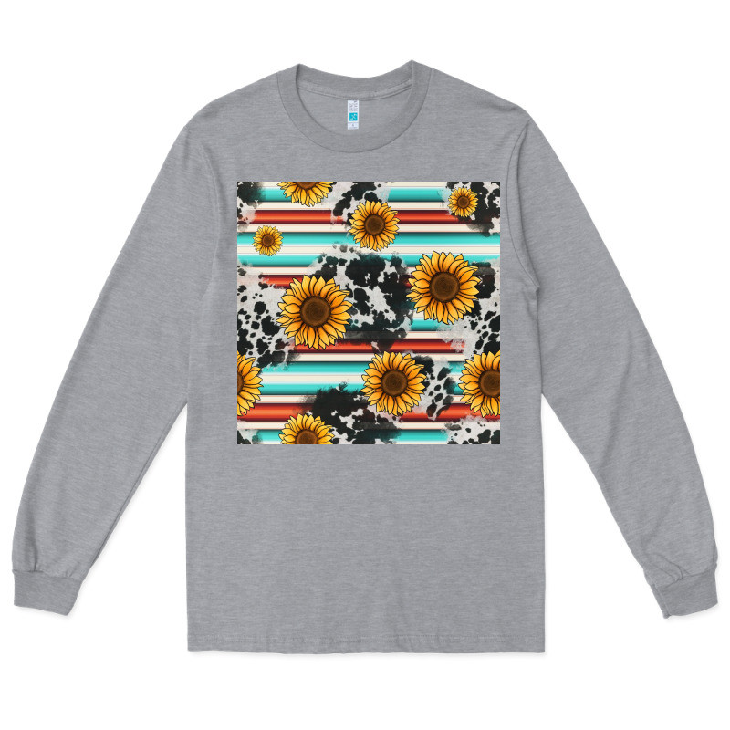 Serape Cowhide Sunflowers Seamless Pattern 12inch Long Sleeve Tee by Jasminsmagicworld | Teevron