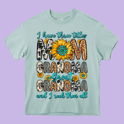 I Have Three Tittles Mom Grandma Great Grandma Heavy Core Tee Designed By Zillion Design Studio