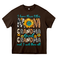Chocolate Brown i have three tittles mom grandma great grandma Heavy Core Tee - Zillion Design Studio