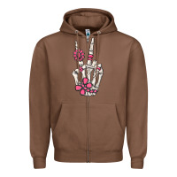 Chestnut pink gemstone peace skeleton hand Zipper Hoodie - MaliasSmallBusiness