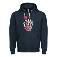 Pink Gemstone Peace Skeleton Hand Zipper Hoodie | Teevron
