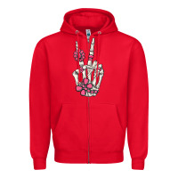Red pink gemstone peace skeleton hand Zipper Hoodie - MaliasSmallBusiness