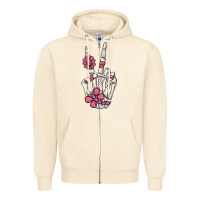 Sandshell pink gemstone peace skeleton hand Zipper Hoodie - MaliasSmallBusiness