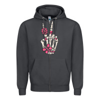 Smoke pink gemstone peace skeleton hand Zipper Hoodie - MaliasSmallBusiness