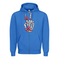 True Royal pink gemstone peace skeleton hand Zipper Hoodie - MaliasSmallBusiness