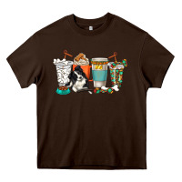 Chocolate Brown alaskan border collie dog coffee cups Heavy Core Tee - texasbilliewilder