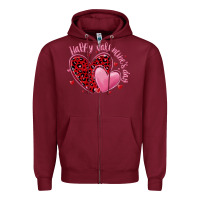 Burgundy happy valentine's day hearts Zipper Hoodie - MaliasSmallBusiness
