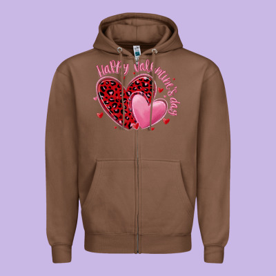 Happy Valentine's Day Hearts Zipper Hoodie Designed By Maliassmallbusiness