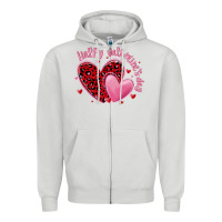 Dove Grey happy valentine's day hearts Zipper Hoodie - MaliasSmallBusiness