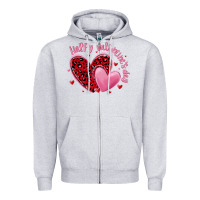 Heather Grey happy valentine's day hearts Zipper Hoodie - MaliasSmallBusiness