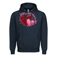 Navy happy valentine's day hearts Zipper Hoodie - MaliasSmallBusiness