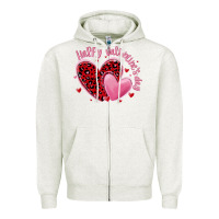 Oatmeal Heather happy valentine's day hearts Zipper Hoodie - MaliasSmallBusiness