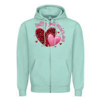 Seafoam happy valentine's day hearts Zipper Hoodie - MaliasSmallBusiness