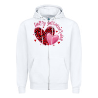 White happy valentine's day hearts Zipper Hoodie - MaliasSmallBusiness