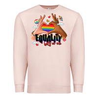 Pale Pink equality hurts no one lgbtq hands Premium Sweatshirt - LillyAllenDesigns