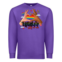 Purple equality hurts no one lgbtq hands Premium Sweatshirt - LillyAllenDesigns