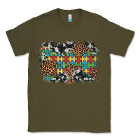 Army Green autism awareness leopard cowhide background Classic Tee - Artiststas