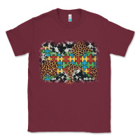Burgundy autism awareness leopard cowhide background Classic Tee - Artiststas
