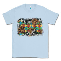 Dusty Blue autism awareness leopard cowhide background Classic Tee - Artiststas