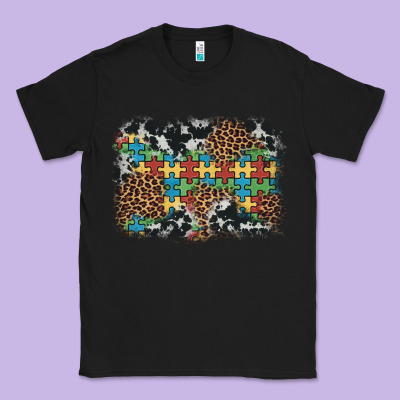 Autism Awareness Leopard Cowhide Background Classic Tee Designed By Artiststas