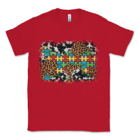 Red autism awareness leopard cowhide background Classic Tee - Artiststas