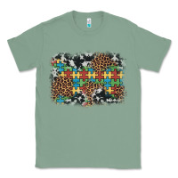 Sage autism awareness leopard cowhide background Classic Tee - Artiststas