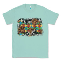 Seafoam autism awareness leopard cowhide background Classic Tee - Artiststas