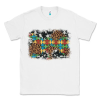 White autism awareness leopard cowhide background Classic Tee - Artiststas
