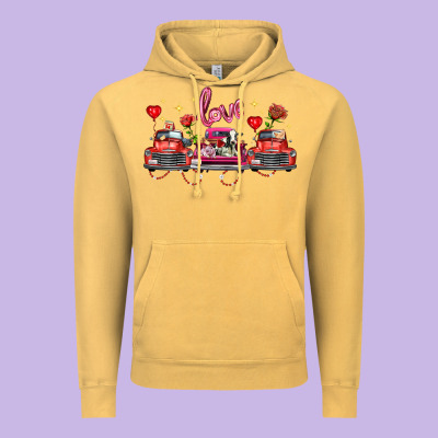 Valentine's Day Farm Trucks Farm Animals Vintage Hoodie Designed By Fadigitalartstudio