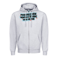 Heather Grey physically here mentally at home with my dog Zipper Hoodie - MaliasSmallBusiness