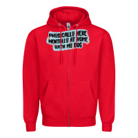 Red physically here mentally at home with my dog Zipper Hoodie - MaliasSmallBusiness