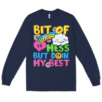 Navy bit of a mess but doin my best Long Sleeve Tee - NancyCooperArtShop