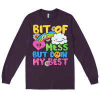 Plum bit of a mess but doin my best Long Sleeve Tee - NancyCooperArtShop