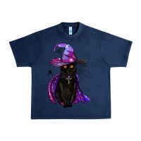 Navy black witch cat Urban Heavy Tee - BundleAndBundleShop