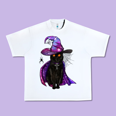 Black Witch Cat Urban Heavy Tee Designed By Bundleandbundleshop