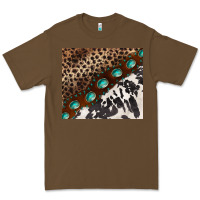 Cacao leopard and cowhide gemstone leather Premium Tee - BarkalooDesign