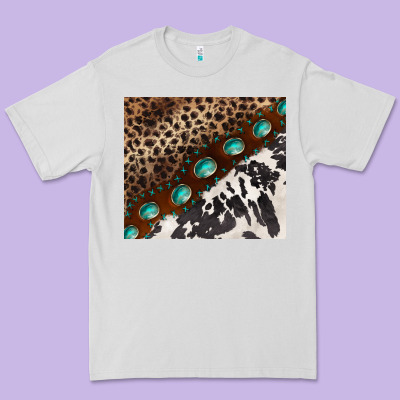 Leopard And Cowhide Gemstone Leather Premium Tee Designed By Barkaloodesign