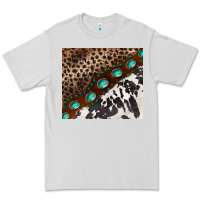 Dove Grey leopard and cowhide gemstone leather Premium Tee - BarkalooDesign