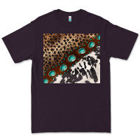 Plum leopard and cowhide gemstone leather Premium Tee - BarkalooDesign